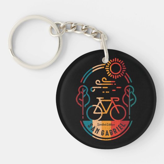 Retro San Gabriel Radweg. Schlüsselanhänger (Vorderseite)