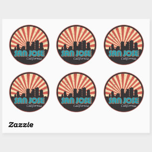 Retro San Jose Kalifornien Staats-Skyline Vintage Runder Aufkleber