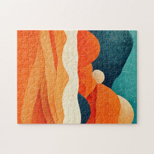 Retro Sand Streams Landschaft Illustration Orange Puzzle (Horizontal)