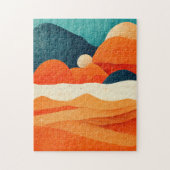 Retro Sand Streams Landschaft Illustration Orange Puzzle (Vertikal)