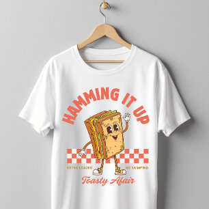 Retro-Sandwich-Cartoon "Hamming It Up" T-Shirt