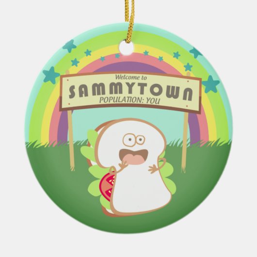 Retro Sandwich lustiges Essen Weihnachtsgeschmack Keramikornament (Vorne)