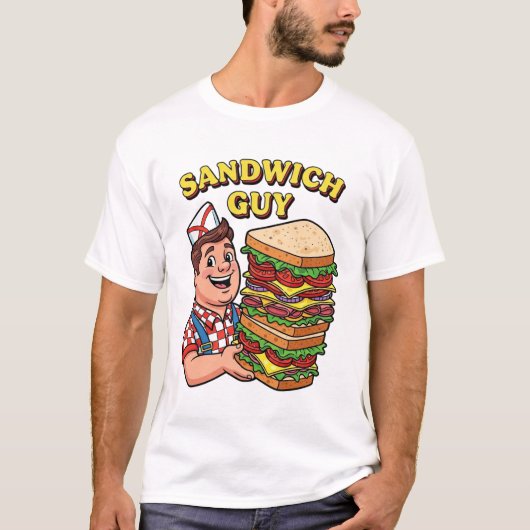 Retro "Sandwich Typ" Feinschmecker Grafik Illustra T-Shirt (Vorderseite)