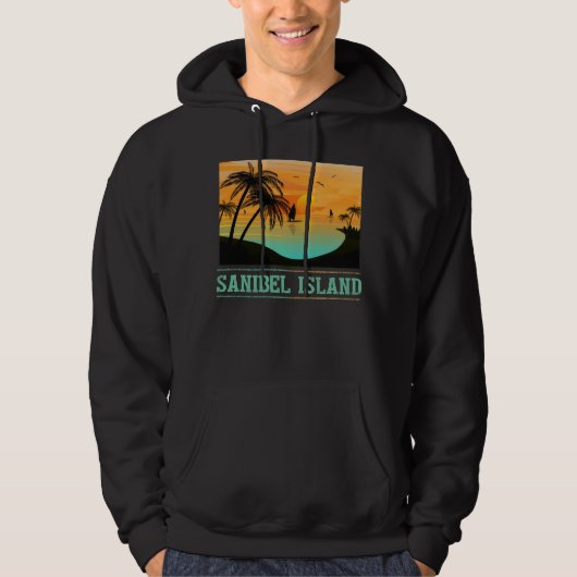 Retro Sanibel Island Florida Tropical Sunset Beach Hoodie (Vorderseite)