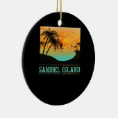 Retro Sanibel Island Florida Tropical Sunset Beach Keramik Ornament (Rechts)