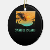 Retro Sanibel Island Florida Tropical Sunset Beach Keramik Ornament (Links)