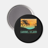 Retro Sanibel Island Florida Tropical Sunset Beach Magnet (Vorderseite/Rückseite)