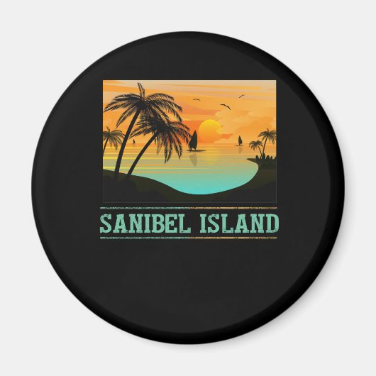 Retro Sanibel Island Florida Tropical Sunset Beach Magnet (Vorne)