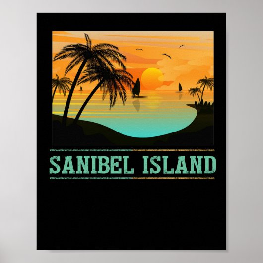 Retro Sanibel Island Florida Tropical Sunset Beach Poster (Vorne)