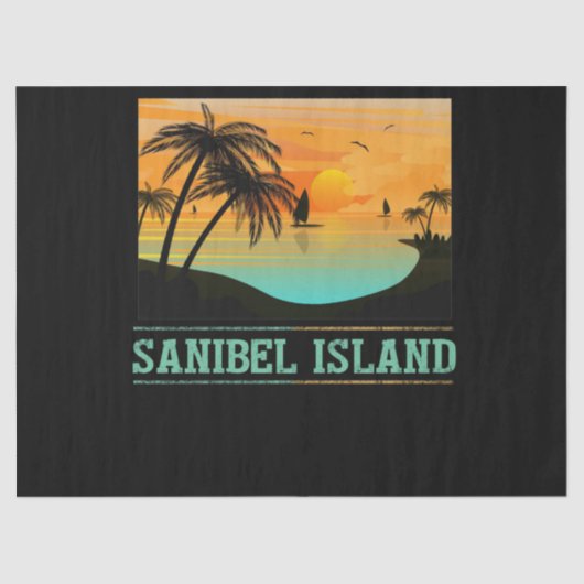 Retro Sanibel Island Florida Tropical Sunset Beach Seidenpapier (Vorderseite)