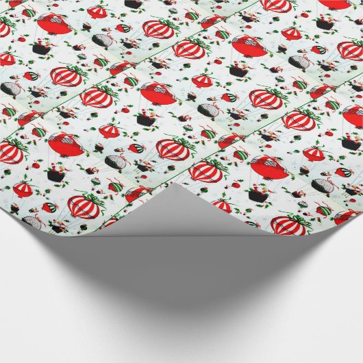 RETRO SANKT IN EINEM BALLON-PACKPAPIER GESCHENKPAPIER (Ecke)