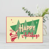 Retro Sankt-WeihnachtsParty Einladung (Stehend Vorderseite)