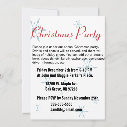 Retro Sankt-WeihnachtsParty Einladung (Rückseite)