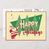 Retro Sankt-WeihnachtsParty Einladung (Vorne/Hinten)