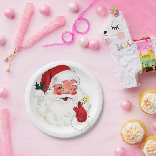 Retro Sankt-Weihnachtsplatten-alte Schulentwurf Pappteller (Party)