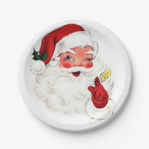 Retro Sankt-Weihnachtsplatten-alte Schulentwurf Pappteller