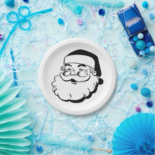 Retro Sankt-Weiß Pappteller (Party)