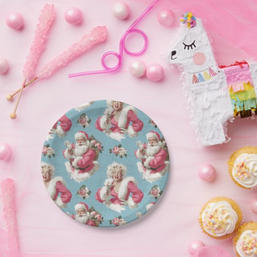 Retro Santa and Glam Holiday Cheer Pappteller (Party)