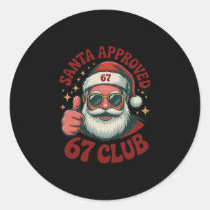 Retro Santa Approved 67 - Klick Weihnachten 67 Mem Runder Aufkleber