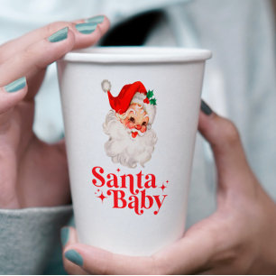 Retro Santa Baby Weihnachts-Baby-Party Pappbecher
