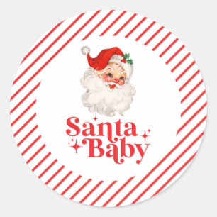 Retro Santa Baby Weihnachts-Baby-Party Runder Aufkleber