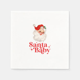 Retro Santa Baby Weihnachts-Baby-Party Serviette