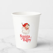 Retro Santa Baby Weihnachtsdusche Pappbecher (Vorderseite)