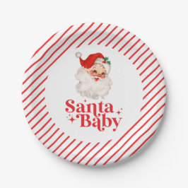 Retro Santa Baby Weihnachtsdusche Pappteller