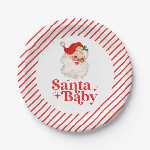 Retro Santa Baby Weihnachtsdusche Pappteller
