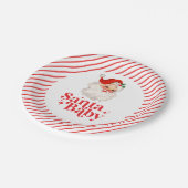 Retro Santa Baby Weihnachtsdusche Pappteller (Schrägansicht)
