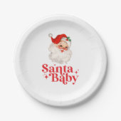 Retro Santa Baby Weihnachtsdusche Pappteller (Vorderseite)