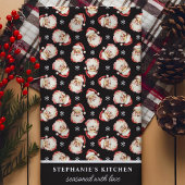 Retro Santa Black Personalisiert Name Weihnachten Geschirrtuch