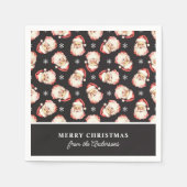 Retro Santa Black Personalisiert Name Weihnachten Serviette (Vorderseite)