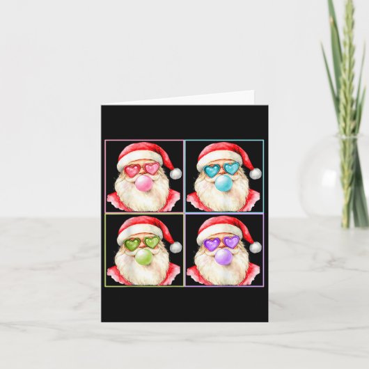 Retro Santa bläst Bubble Gum P Kunst Sonnenbrille  Karte (Vorderseite)