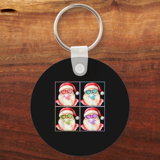 Retro Santa Blowing Bubble Gum P Art Sungles Chris Schlüsselanhänger (Vorderseite)