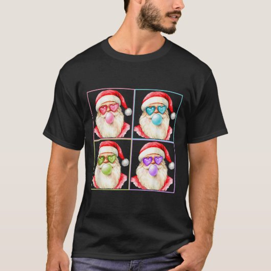 Retro Santa Blowing Bubble Gum P Art Sungles Chris T-Shirt (Vorderseite)