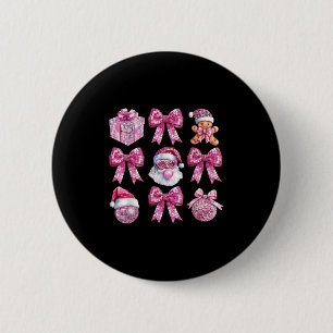 Retro Santa Christmas Blase Gum Pink Sungles Orna Button