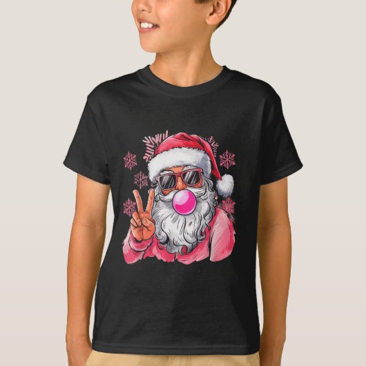 Retro Santa Christmas Blowing Bubble Nk Santa Xmas T-Shirt (Vorderseite)