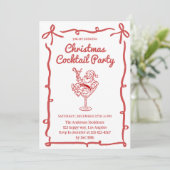 Retro Santa Christmas Cocktail Party Einladung (Stehend Vorderseite)