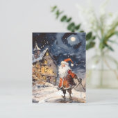 Retro santa Christmas Feiertagspostkarte (Stehend Vorderseite)