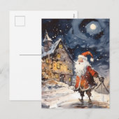 Retro santa Christmas Feiertagspostkarte (Vorne/Hinten)
