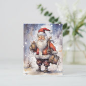 Retro santa Christmas Feiertagspostkarte (Stehend Vorderseite)