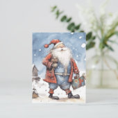 Retro santa Christmas Feiertagspostkarte (Stehend Vorderseite)