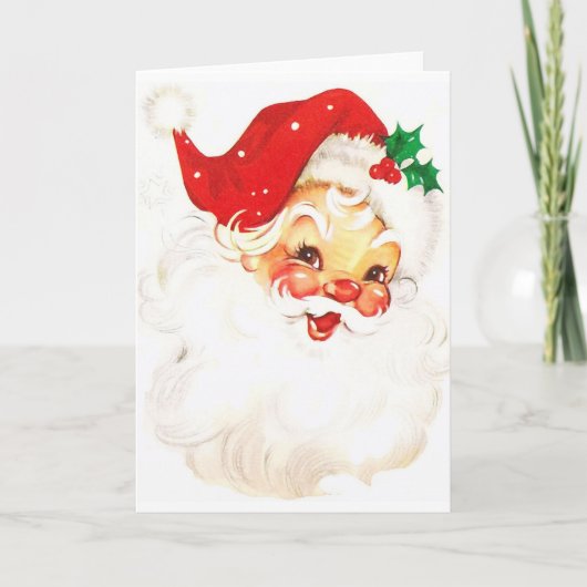 Retro Santa Christmas Greetings Card Feiertagskarte (Vorderseite)