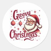 Retro Santa Christmas - Groovy Holiday Style Runder Aufkleber (Vorderseite)