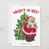 Retro Santa Christmas Naughty Nice Non-Foto-Karte (Vorderseite)