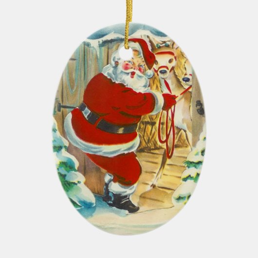 Retro Santa Christmas Ornament (Vorne)