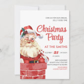 Retro Santa Christmas Party Einladung (Vorderseite)