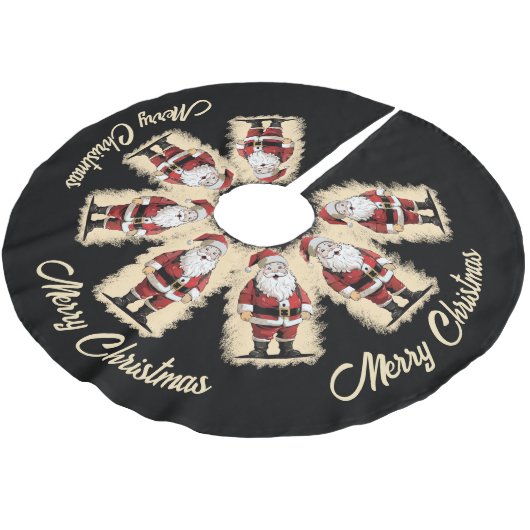 Retro Santa Christmas Polyester Weihnachtsbaumdecke (Schrägansicht)