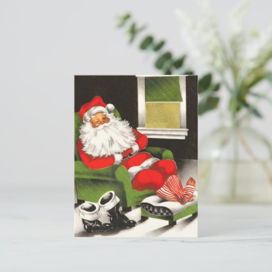 Retro Santa Christmas Postkarten (Stehend Vorderseite)